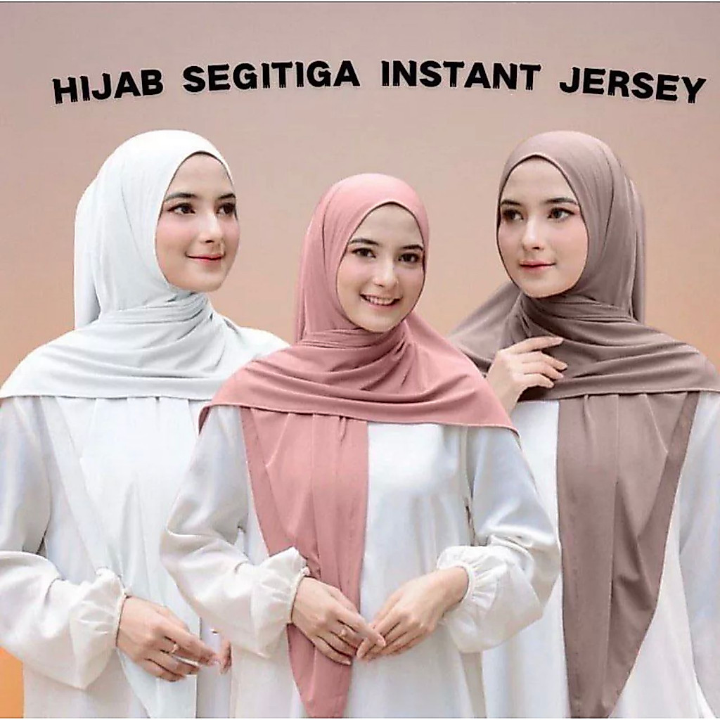 GarasiMedan-Jilbab Segitiga Instan Jersy Dewasa/Kerudung Instan Wanita/Hijab Segitiga