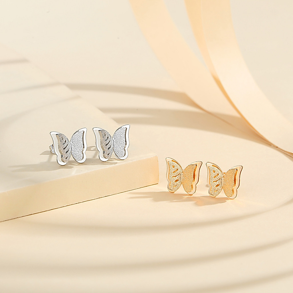 LM007 【COD】 Anting Stud Bentuk Kupu-kupu Gaya Untuk Wanita Korea Fashion Aksesoris