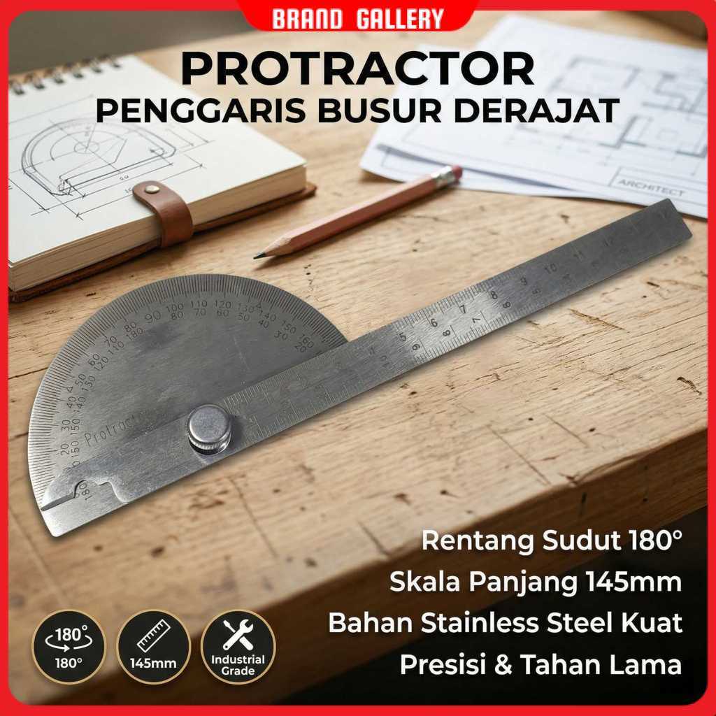 Penggaris Busur Derajat Measuring 145mm 180Degree - PR180