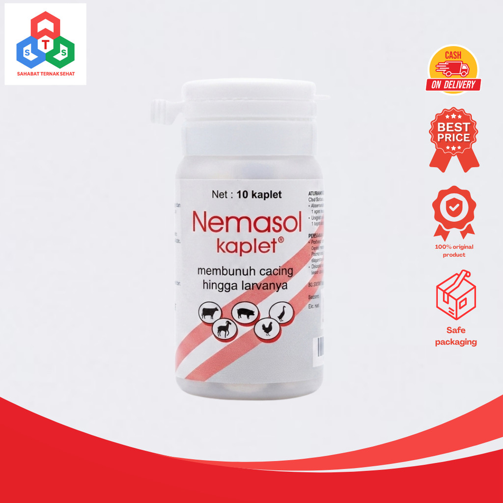 Nemasol 10 Kaplet - Obat Cacing Sapi Kambing Babi Unggas Kerbau Kuda
