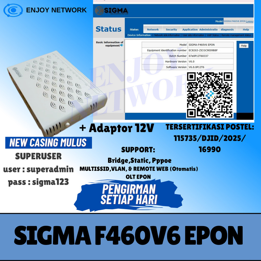 NVI- ONU EPON F460 V6 + Dengan Adaptor