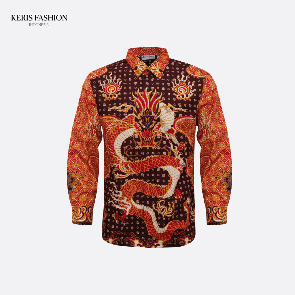 Keris Gallery Kemeja Batik Reguler Fit Lengan Panjang Motif Naga Puspa Mulyo