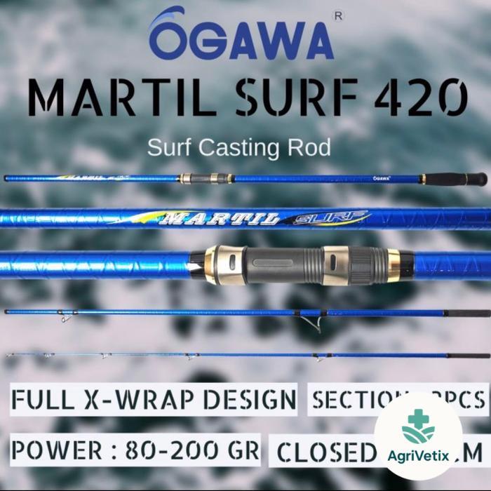 Joran Laut Sambung 3 Ogawa Martil CW 80-200gr Blank Carbon X-Wrap Pancing - -, -