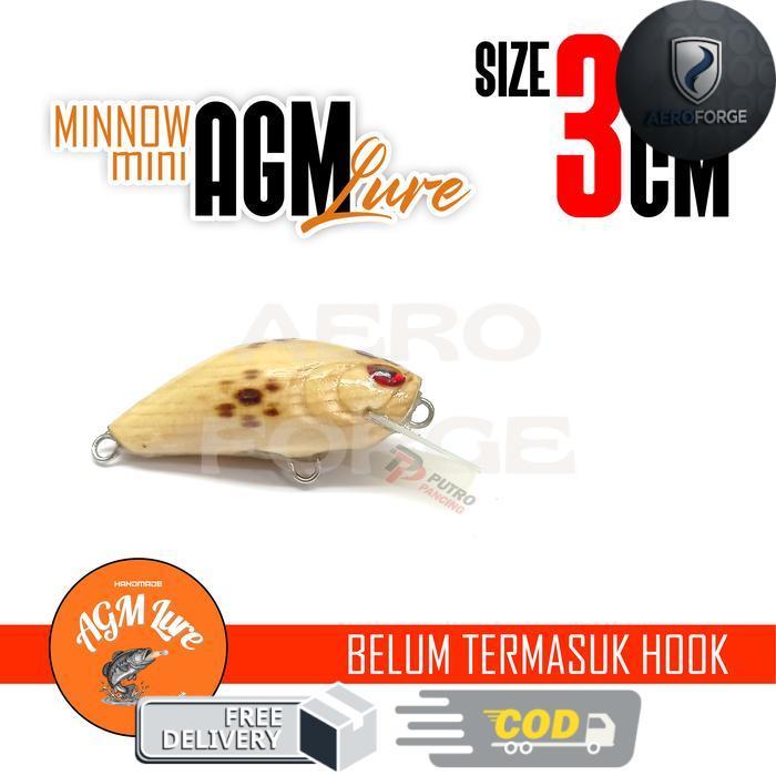 Lure AGM MINI MINNOW Kayu Floating Handmade Wood Jati Belanda - 3 cm