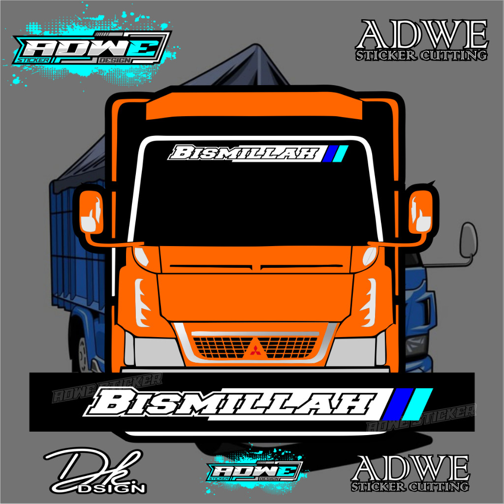 Stiker Kaca Depan Truck, Pick-up, Tulisan BISMILLAH New Design - Sticker BISMILLAH Cutting