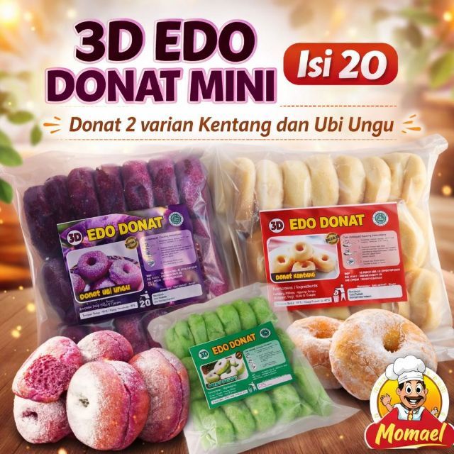donat 3d kentang/ubi ungu/pandan 21