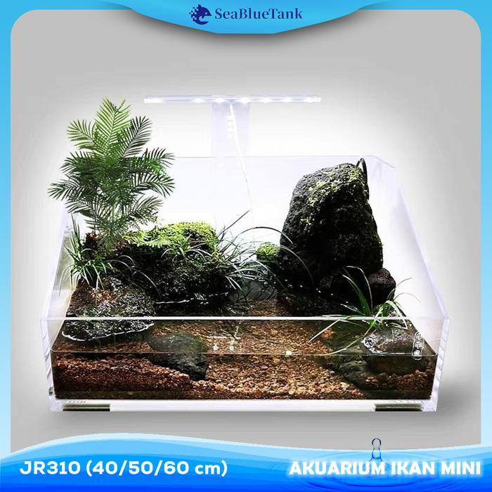SBT Akuarium Ikan Mini JR310 (40/50/60 cm) Tangki Ikan Mini dengan bahan kaca super bening - 50*35*3