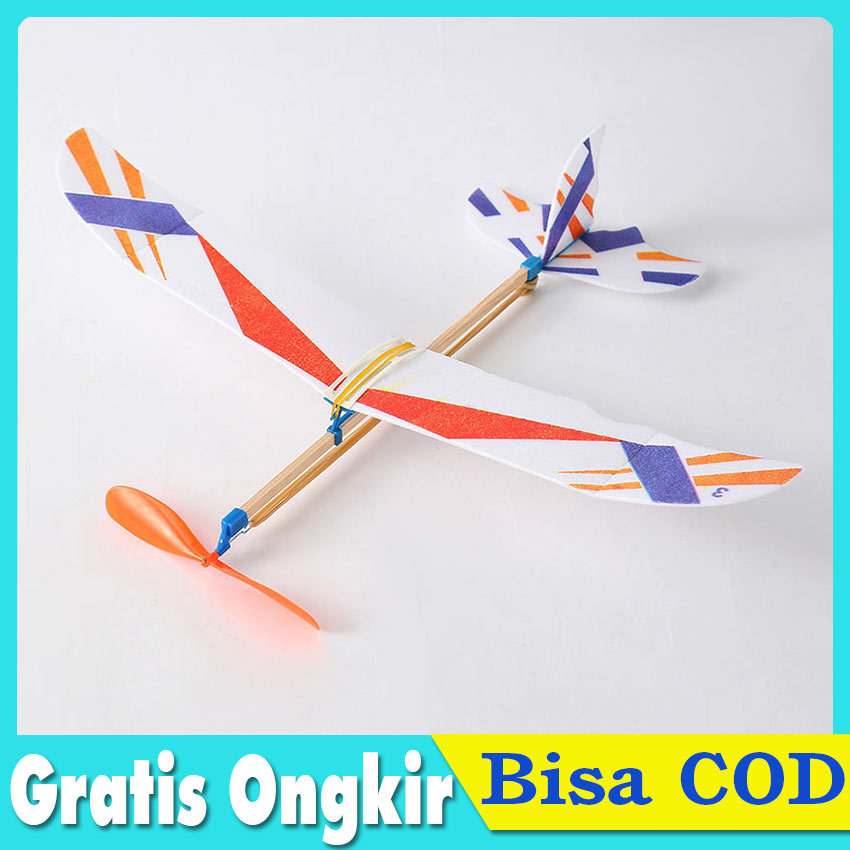 Pesawat Lempar Tenaga Karet Glider Mainan Anak - Pesawat Mainan Terbang Rubber Power Edukasi Outdoor