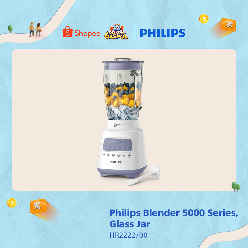 Blender Philips Kaca 2 liter - 5000 Series HR2222/00 - Blender jus - Blender bumbu philips - Dry Mil