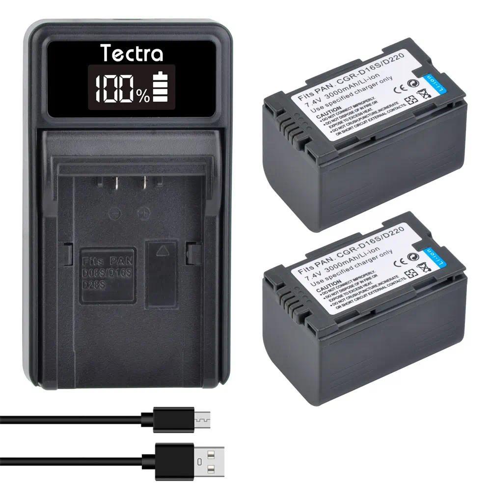 3000mah CGR-D16S CGR-D220 Battery&Charger for Panasonic CGP-D320T1B CGR-D08A NV-MX300 MX350 MX500 GS