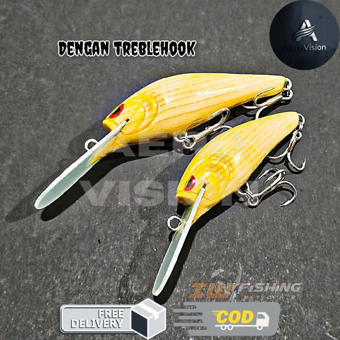 Lure minow deep floating panjang 5 cm dan 6 cm bahan kayu warna natural umpan pancing casting hampal