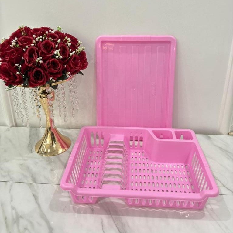 Rak Piring Lovenia - Rak Dapur Tatakan Piring Basah - Dish Rack dengan Nampan / Rak Cuci Piring