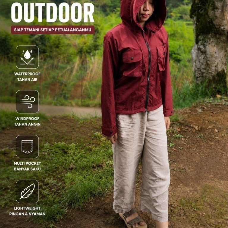 JAKET OUTDOOR DOUBLE ZIPPER PRUA WANITA DEWASA