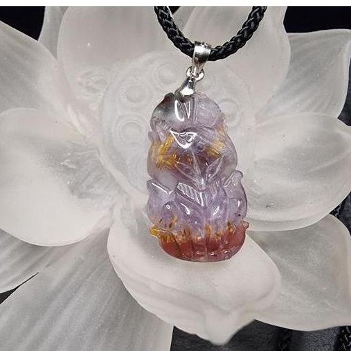 Kalung Liontin Batu 9 Tails Fox Auralite 23 Quartz Super Full Natural 26mm F1426