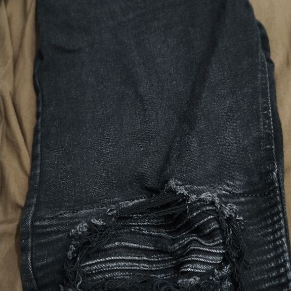 UPRISE DENIM RIPPED JEANS BIKERS SIZE 34 SAMPAI 36 BLACK