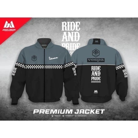 JAKET VESPA PREMIUM RIDE AND PRIDE VINTAGE FULL PRINTING