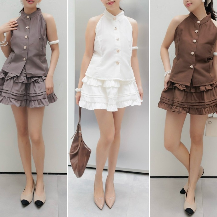Noona - One Set Setelan Halter Skirt