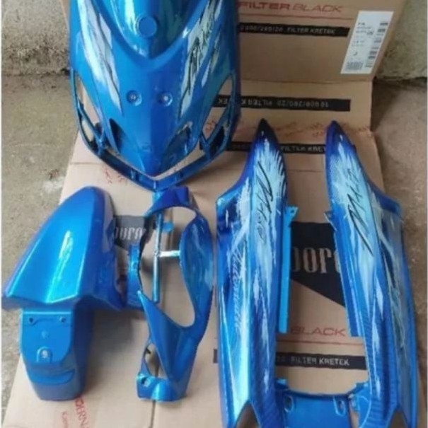 Full Set Body Halus Yamaha Mio Smile Plus Striping/full body halus Mio smile warna biru plus stripin