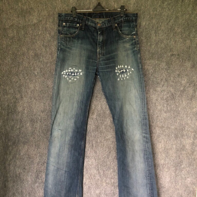 Celana Jeans Levi’s Rework custom hand made sashiko Original High Waist Vintage Fit Premium second p