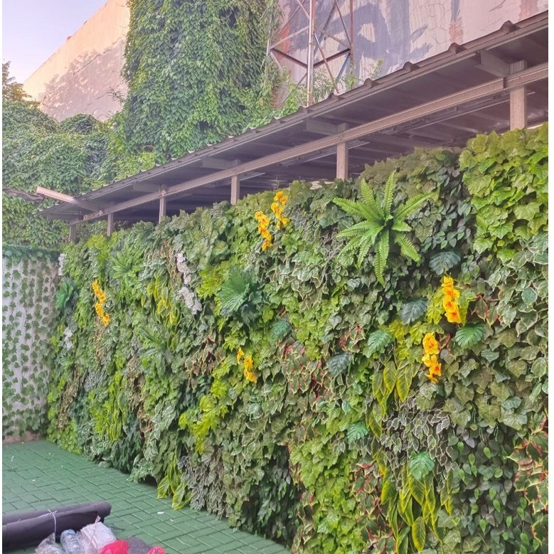 Dekorasi Dinding Vertical Garden Artificial - Taman Vertical Garden Sintetis - Hiasan Dinding Taman 