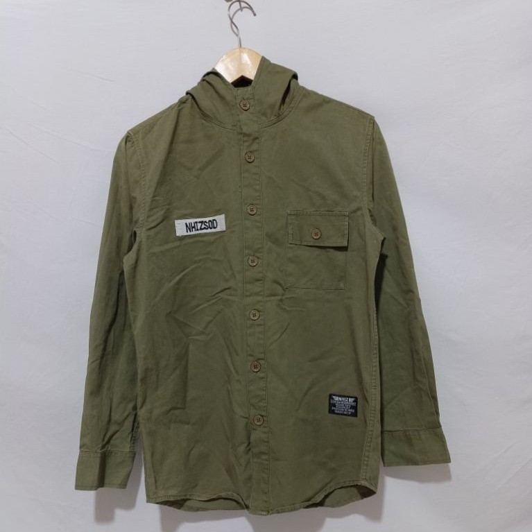 Neighborhood x Izzue Plus Olive Green Longsleeve Shirt With Hoodie Original