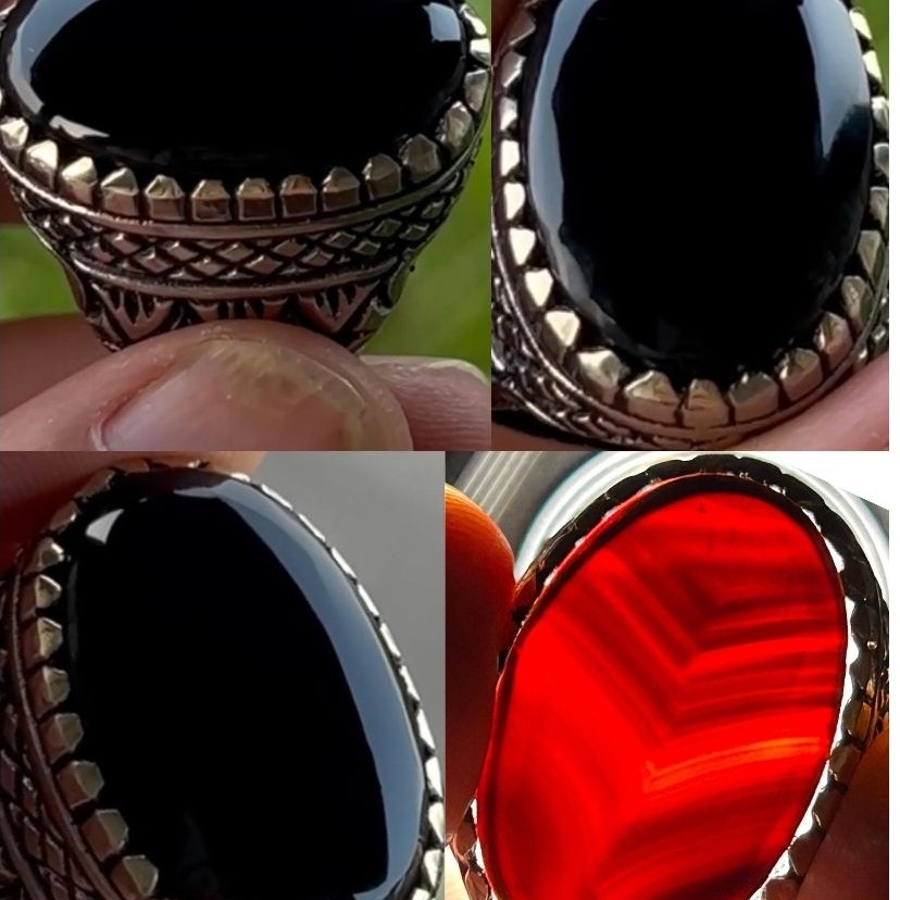 NATURAL CINCIN BATU AKIK YAMAN WULUNG SIZE SONGKOK PAMOR JUNJUNG DRAJAT API MERAH BERAPI HITAM PEKAT