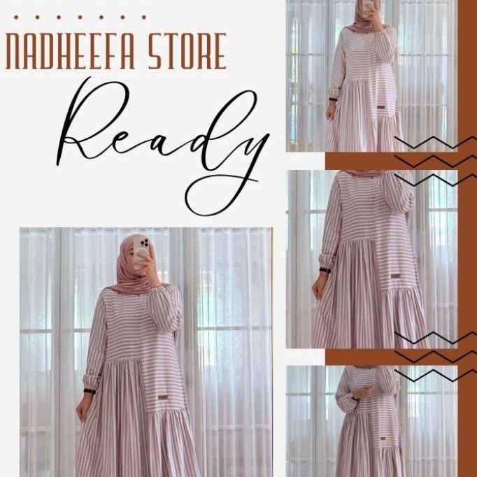 NADHEEFA STORE GAMIS KATUN TWILL MEI SERIES REMPEL SALUR BABY PINK