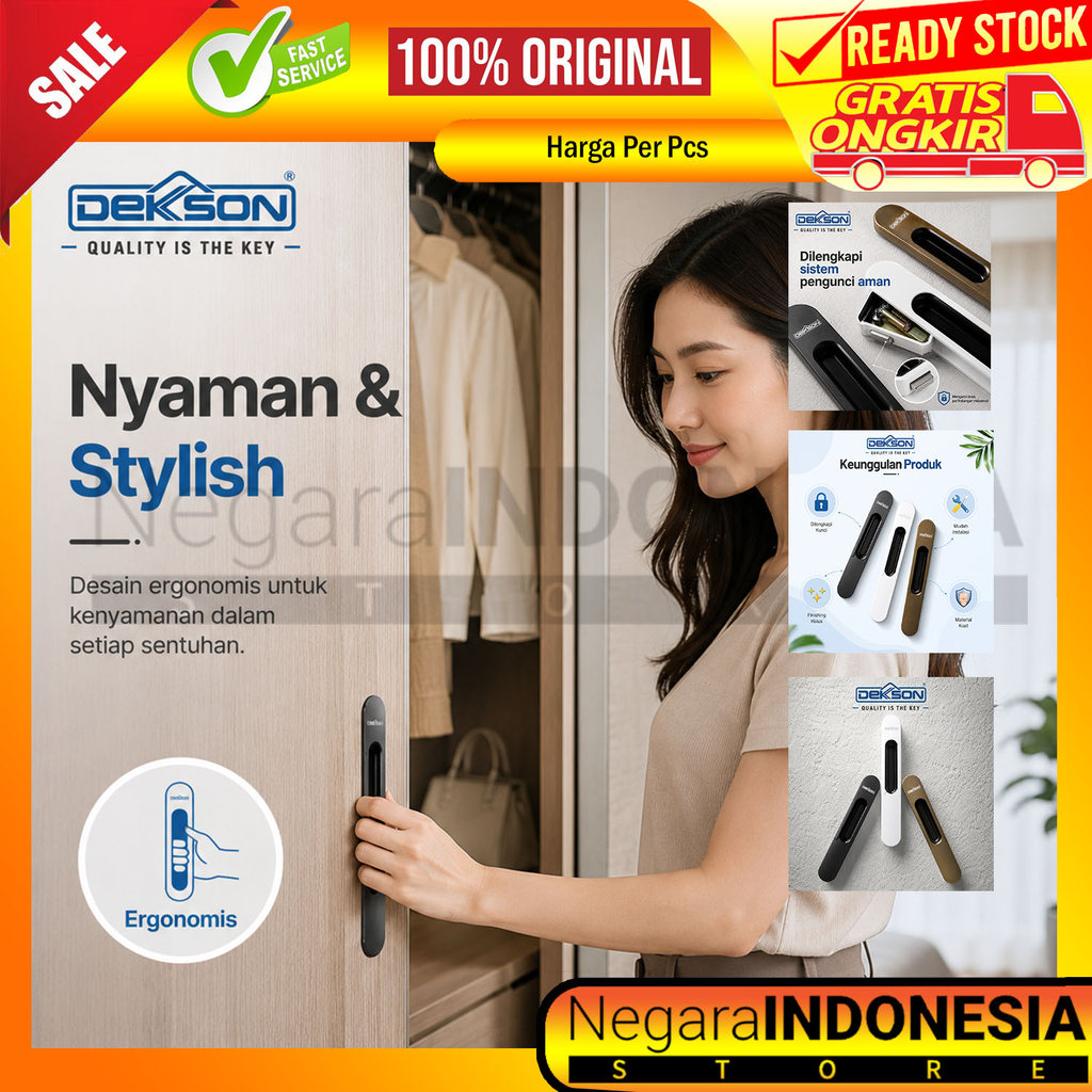 Handle Tarik Pintu Geser Dekson Flush Pull Handle Sliding Door Tanam Aluminium Kayu UPVC Kaca Lemari