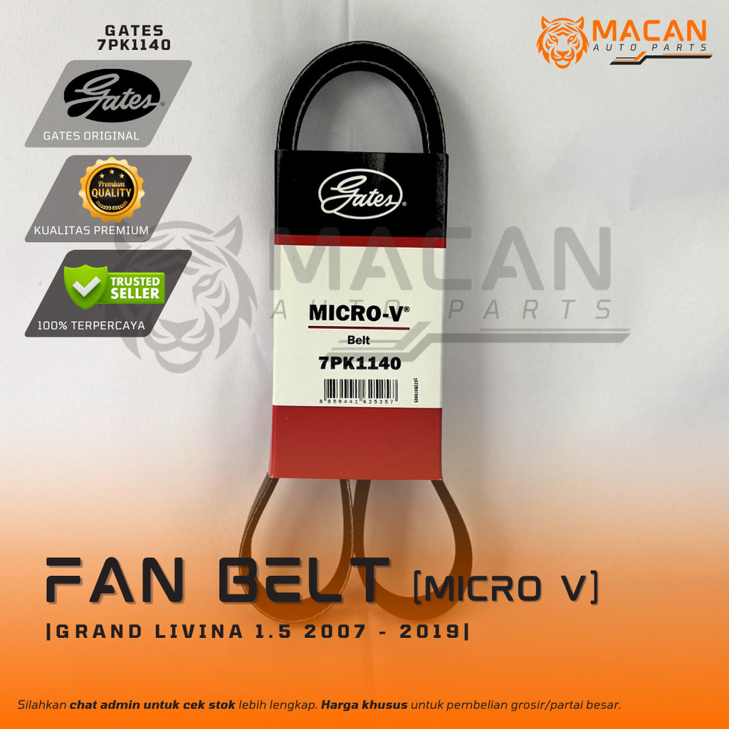 Fan Belt Nissan Grand Livina 1.5 2007 - 2019 Micro V Gates 7PK1140 V-Belt | ORI