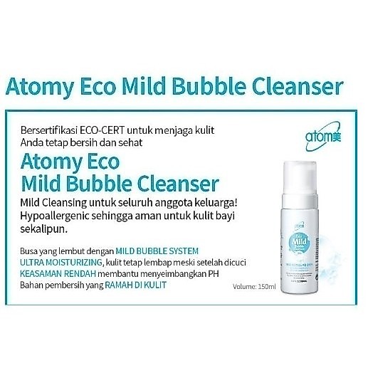 Atomy Eco Mild Bubble Cleanser 150ml | Formula pembersih lembut bagi pemilik kulit sensitif.