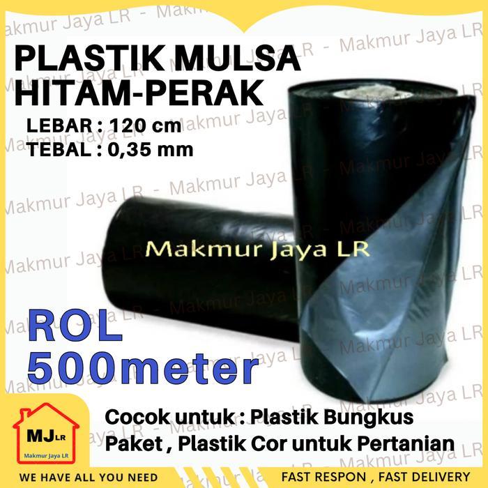 PROMO  Plastik Cor Hitam 800m / 500m Plastik Mulsa Hitam Perak / Packing Bungkus Paket Barang / Pert