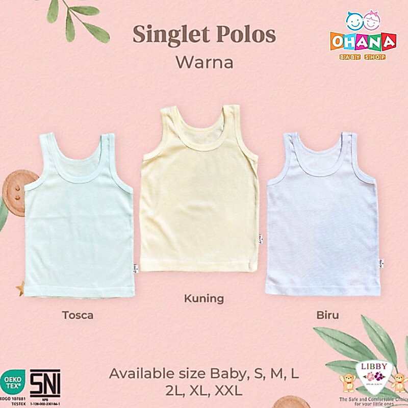 LIBBY Baby Singlet Bayi Polos Warna / Baju Kaos Singlet Dalam