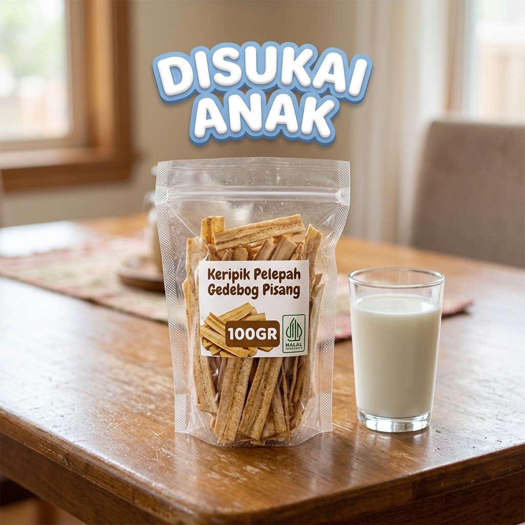 Camilan Anak Sehat Keripik Pelepah Gedebog Pisang Kering Crispy 100gr - Snack Unik Tinggi Serat