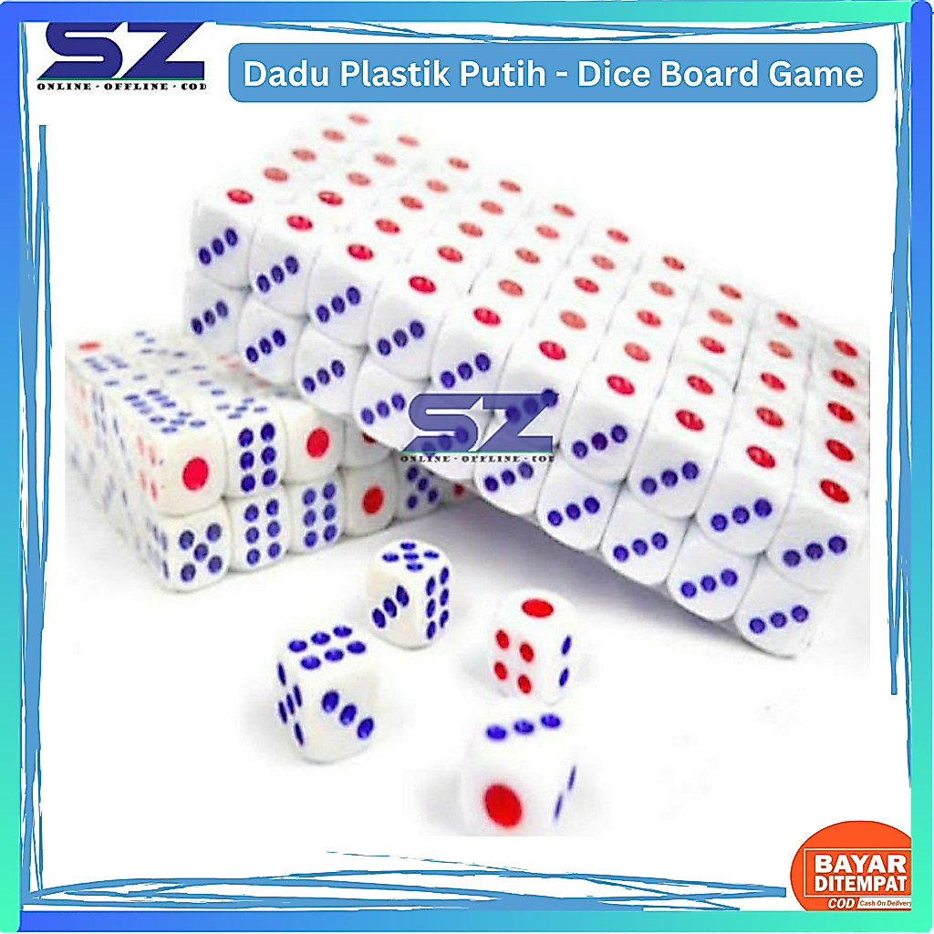 Dadu Plastik Putih - Dice Board Game ludo ular tangga pop it angka