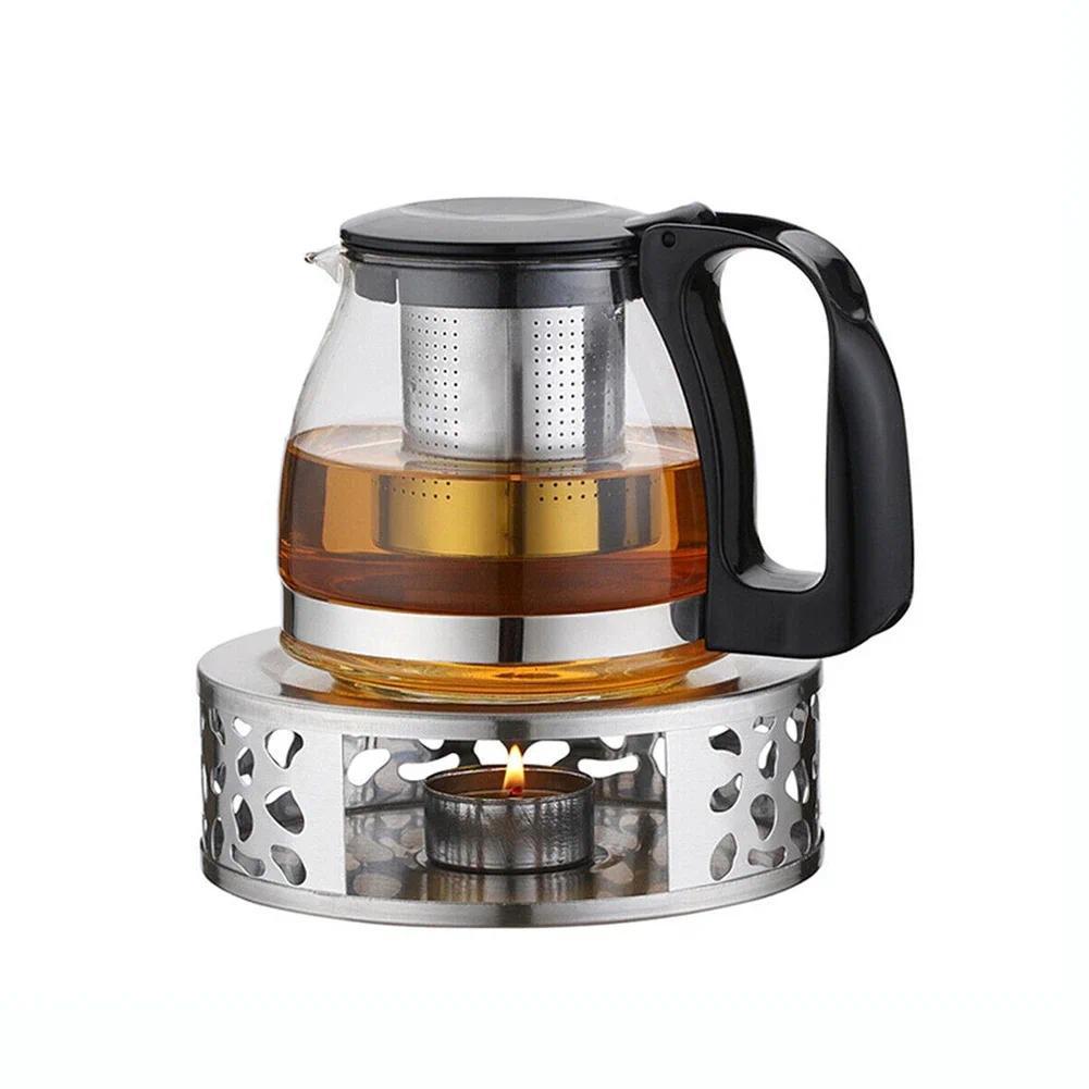 Penghangat Teko 430 Stainless Steel Desain Berongga, Alas Lilin untuk Teko Kopi, Kompor Teh Kaca Rum