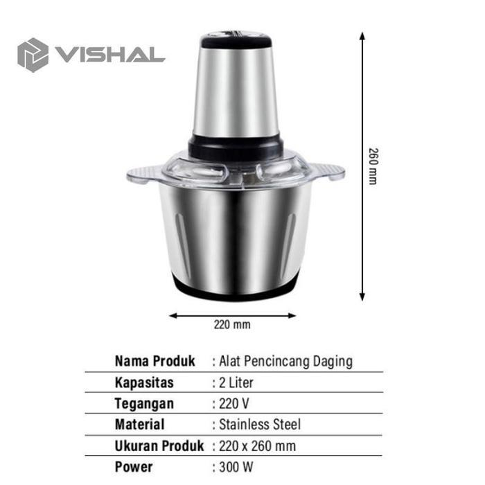 VISHAL Jumbo chopper Blender Elektrik  Penggiling Mixer Fruit Veg Blender Daging VS-1822 - VS-1822