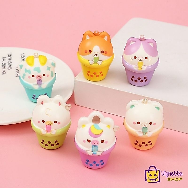 Gantungan Kunci Squishy Boba Animal Tea | Squisy Squishi Skuisi Sekuisi Squisi