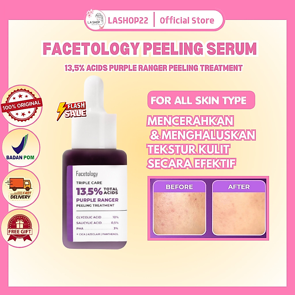 FACETOLOGY Peeling Serum 13.5% Glycolic Acid Salicylic Acid Serum Facetology Makassar