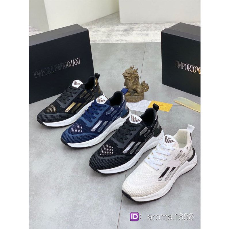 Sepatu pria biasa baru Armani, sepatu olahraga yang bernafas, sepatu pria yang nyaman