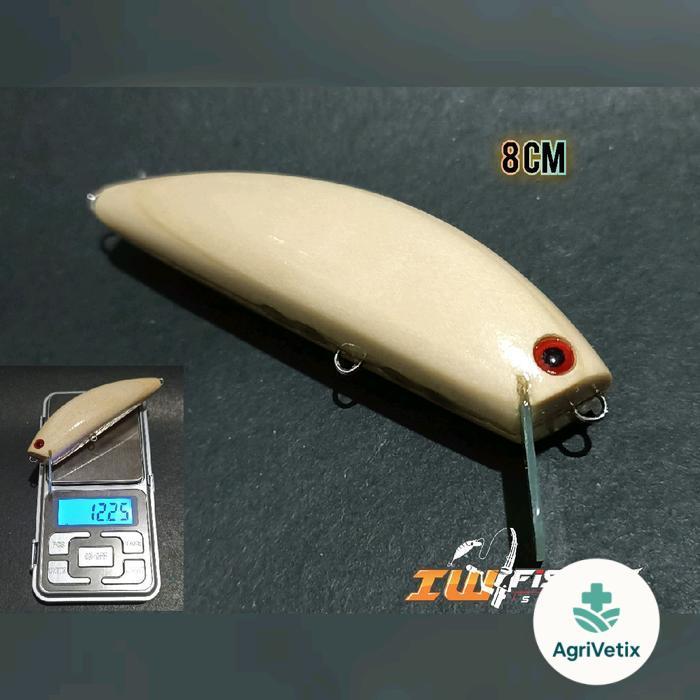 Lure minow kayu lidah pendek 3,4,5,6,7 dan 8 cm umpan pancing floating action terjamin - 8 cm, Tanpa