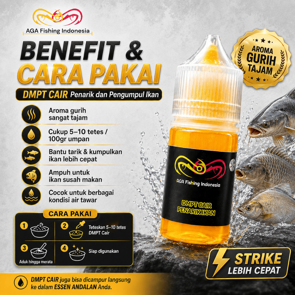 AGA Fishing DMPT CAIR Campuran Umpan Pancing Pengumpul dan Penarik Semua Jenis Ikan Essen Kemasan 10