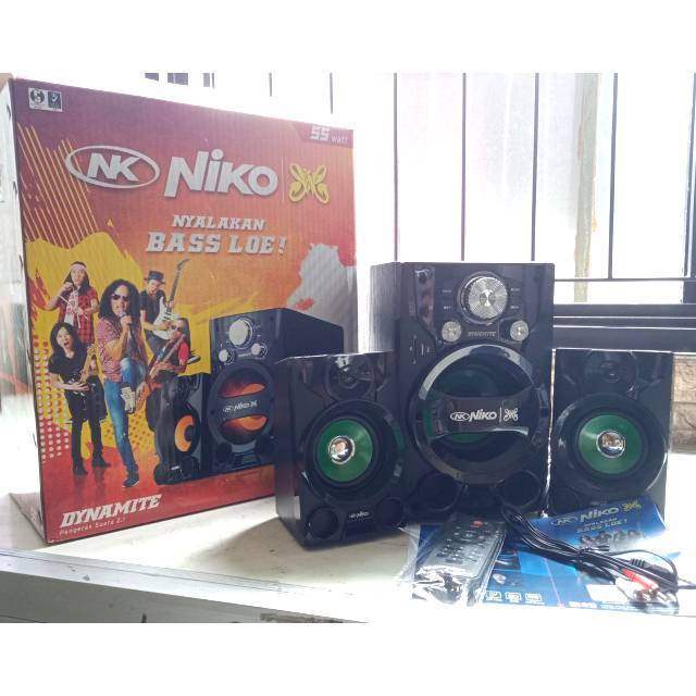 SPEAKER NIKO DYNAMITE SLANK SPIKER ACTIVE AKTIF NGEBAS PENGERAS SUARA BOM BASS RADIO USB BLUETOOTH