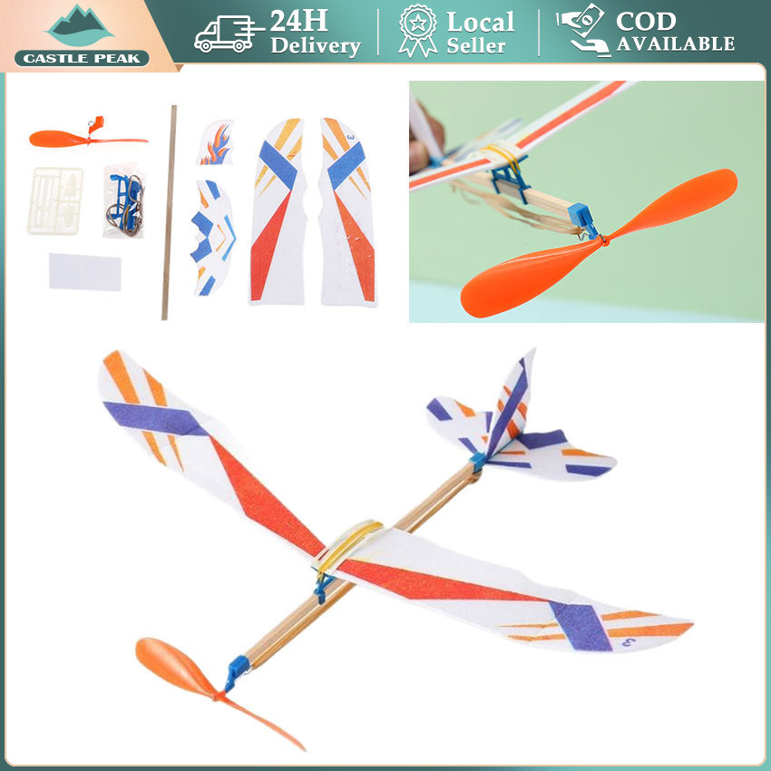 Mainan Pesawat Glider Tenaga Karet Terbang - Pesawat Lempar Rubber Power Mainan Anak Outdoor Seru