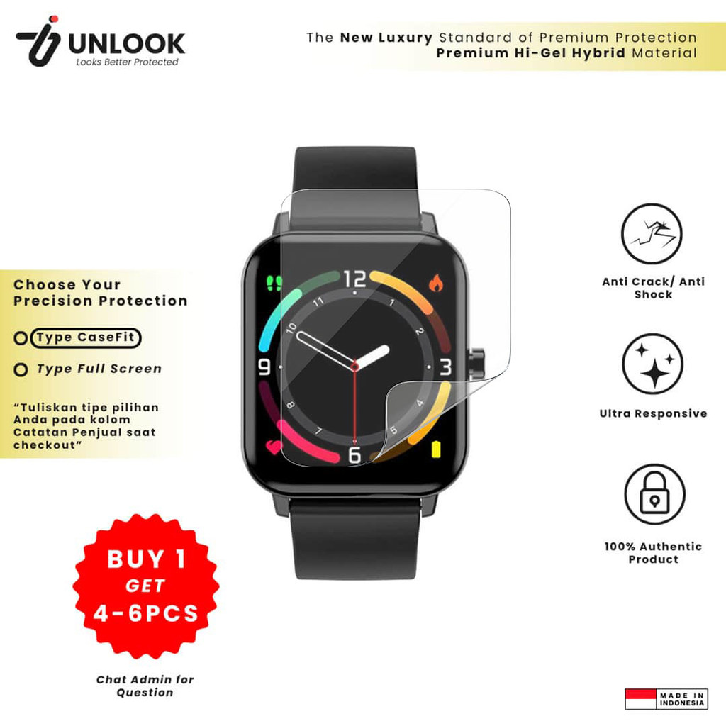 UNLOOK Hi-GEL HYBRID Hydrogel+ Pelindung Lentur for ZTE Watch Live,  GT, Quartz, Nubia , Nubia Red M