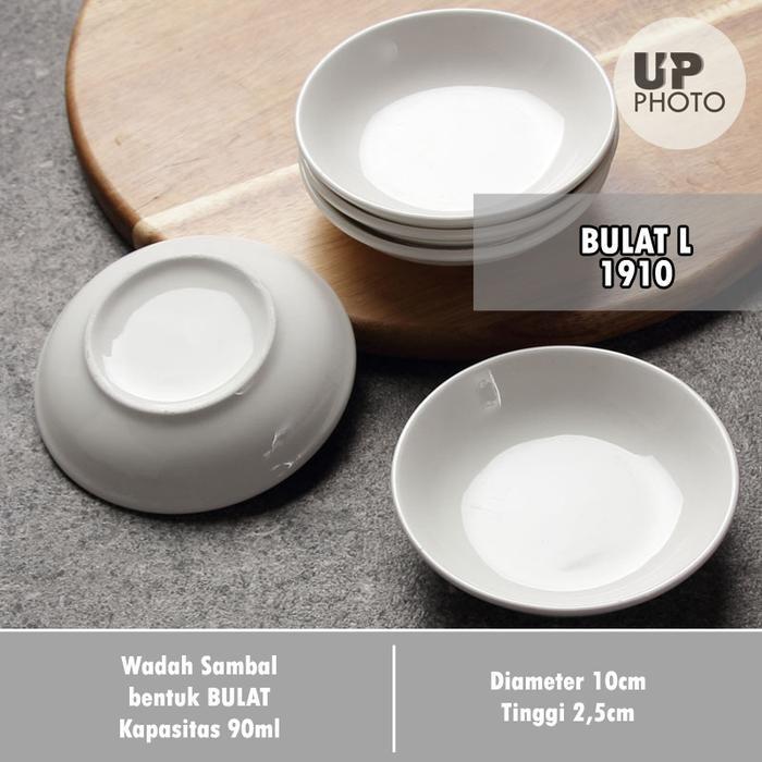 Aneka Wadah Sambal bahan keramik warna putih L - BULAT-1910