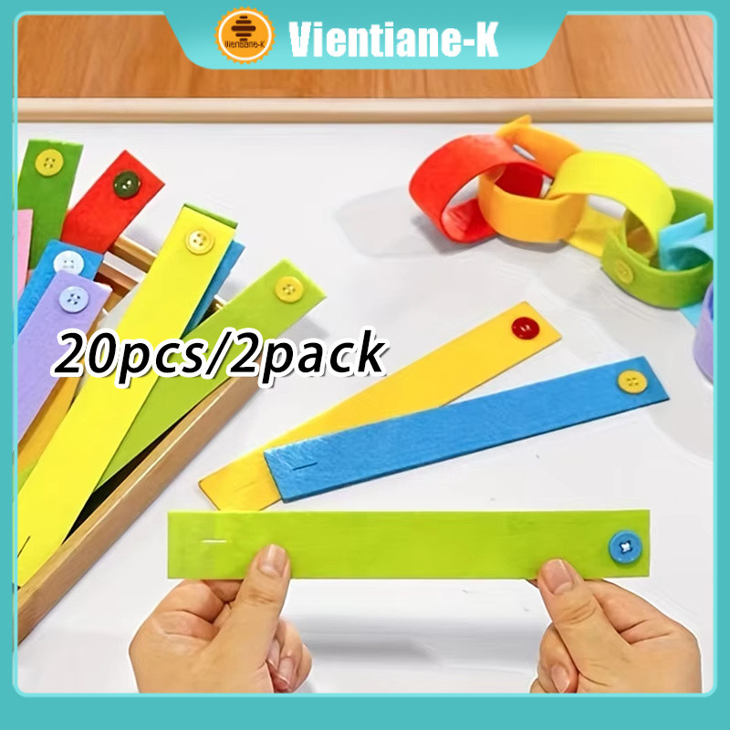 20Pcs Kancing Flanel / Mengancing Rantai Flanel Mainan / Sensory Play Montessori Toy