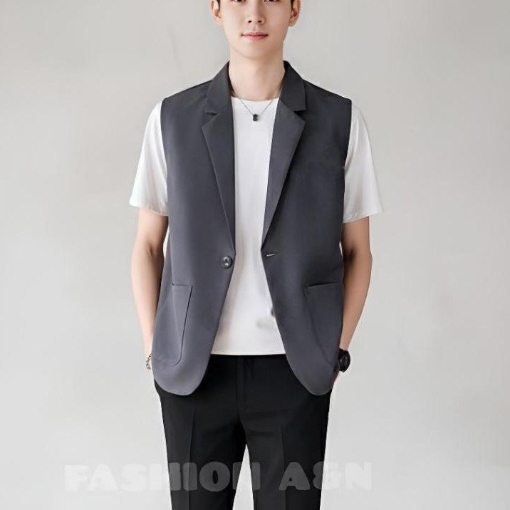 Rompi Pria Jas Pria Tanpa Lengan Dengan Gaya Santai Style Korea Formal Non Formal