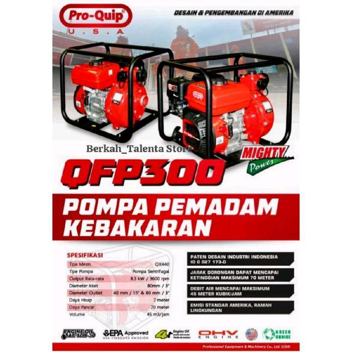 Pompa Alkon Pemadam Tekanan Tinggi Pro-Quip QFP200 & QFP300 USA 25 Hp 2 & 3 inch Bahan bakar bensin 