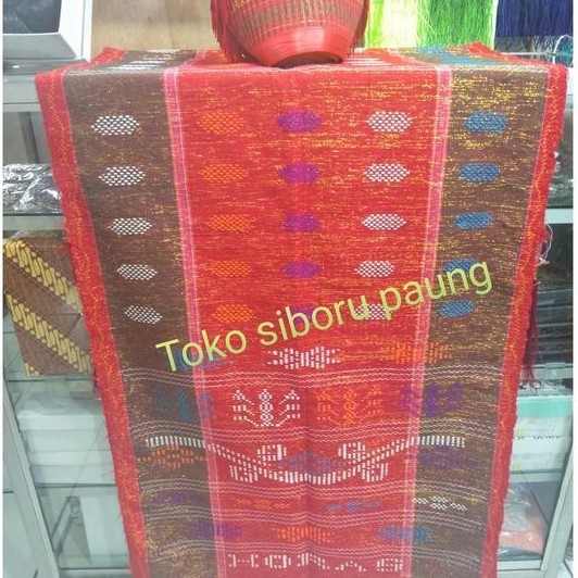 (Heppy Mall) ulos Sadum merah sisi coklat
