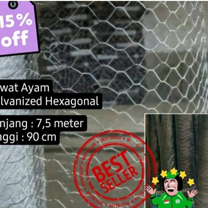 KAWAT RAM AYAM GALVANIS / GALVANIZED HXAGONAL WIREMESH / KAWAT AYAM UTK GULUNG PIPA BANGUNAN/ PROYEK